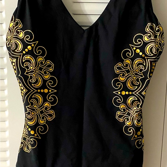 CUPSHE Foil Blink swimsuit, One Piece,Sz M, Gold metallic foil embellishment,NWT - Picture 4 of 16
